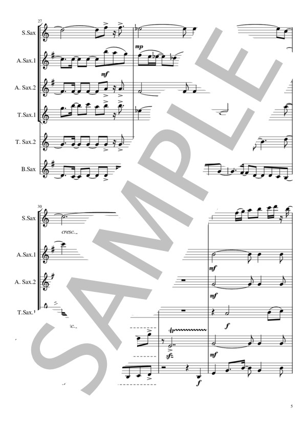 昼休みのエスプレッソ ~サキソフォン6重奏~ (お茶漬け) / アンサンブル木管 中級 - サンプル譜面 5/5