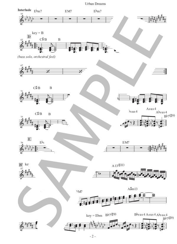 Urban Dreams (橋本 芳) / メロディ 中〜上級 - サンプル譜面 2/3