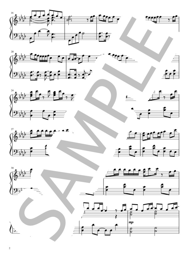 ふわり、恋時計（つばきファクトリー / ピアノソロ / 中級） / 中級 - サンプル譜面 2/4