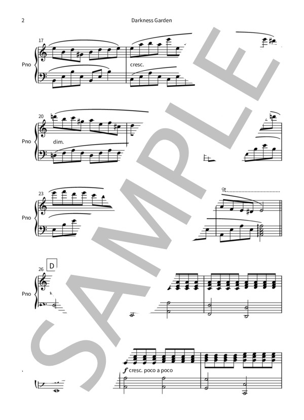 ピアノ独奏曲「Darkness Garden」 (森村 典永) / ピアノソロ 中級 - サンプル譜面 2/3