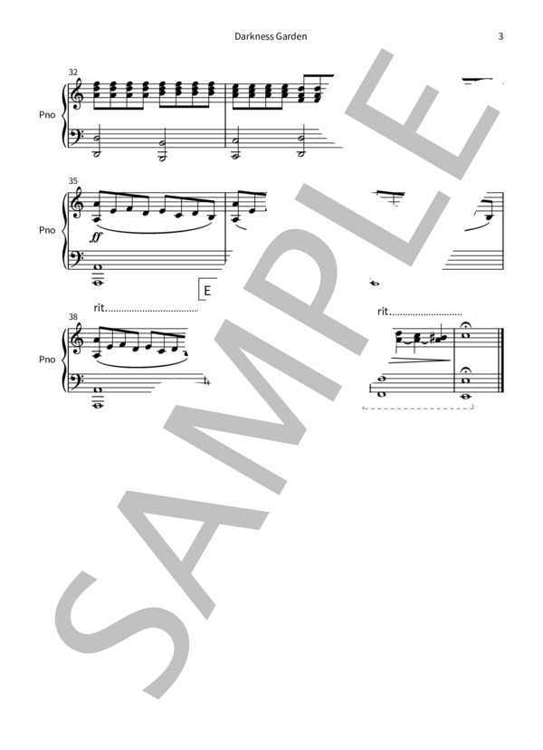 ピアノ独奏曲「Darkness Garden」 (森村 典永) / ピアノソロ 中級 - サンプル譜面 3/3