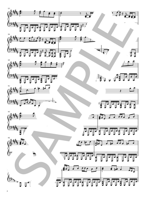 紅 (X JAPAN) / ピアノソロ 中〜上級 - サンプル譜面 4/5