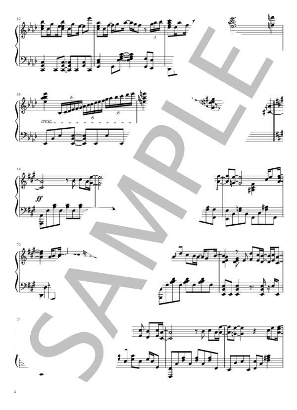 RAIN (SEKAI NO OWARI) / ピアノソロ 中級 - サンプル譜面 4/5