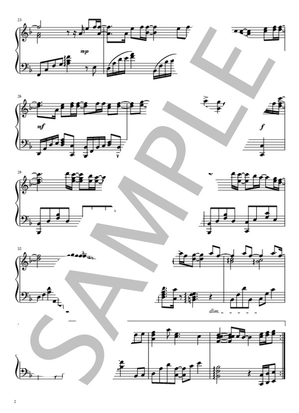 サクラ色 (アンジェラ・アキ) / ピアノソロ 中級 - サンプル譜面 2/4