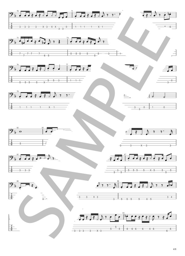 Plastic Love (竹内 まりや) / エレキベース 中級 - サンプル譜面 4/5