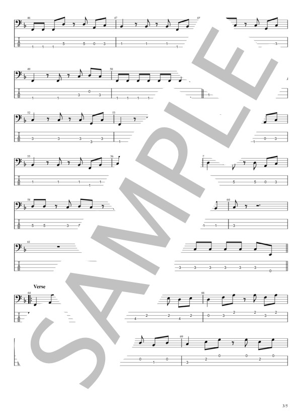 OH!! POPSTAR (チェッカーズ) / エレキベース 初級 - サンプル譜面 3/5