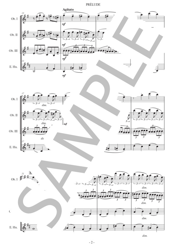 ラフマニノフ「前奏曲 鐘」オーボエ四重奏版 (セルゲイ・ラフマニノフ) / 初〜中級 - サンプル譜面 2/5