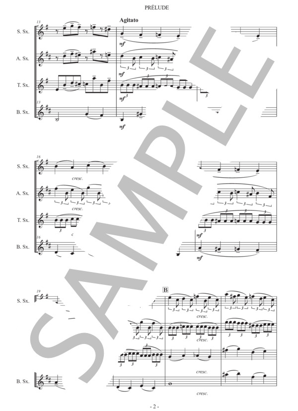 ラフマニノフ「前奏曲 鐘」サックス四重奏版 (セルゲイ・ラフマニノフ) / アルトサックス 初〜中級 - サンプル譜面 2/5