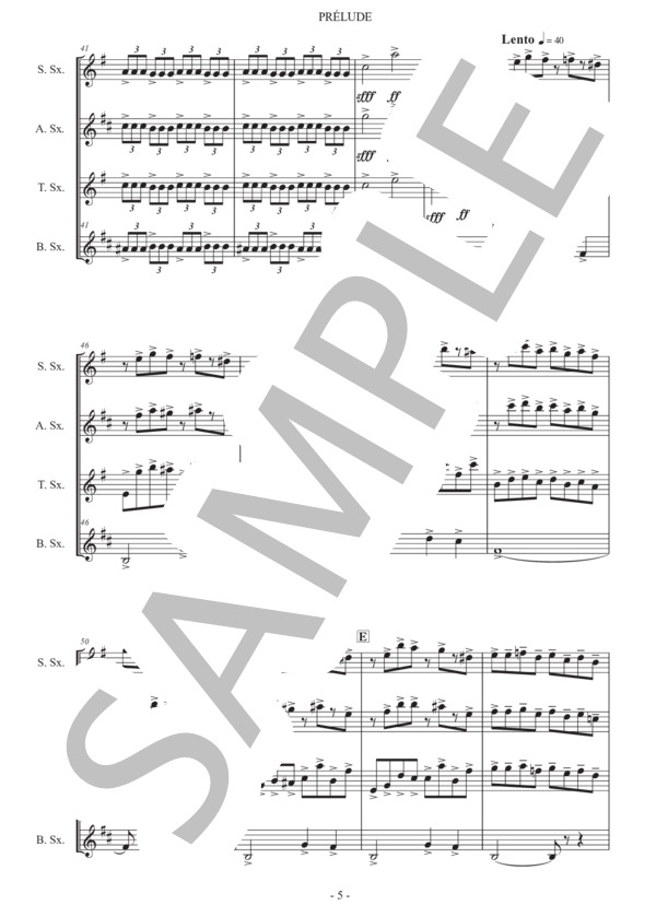 ラフマニノフ「前奏曲 鐘」サックス四重奏版 (セルゲイ・ラフマニノフ) / アルトサックス 初〜中級 - サンプル譜面 5/5