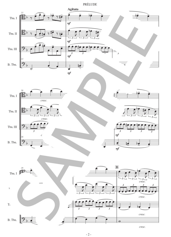 ラフマニノフ「前奏曲 鐘」トロンボーン四重奏版 (セルゲイ・ラフマニノフ) / 初〜中級 - サンプル譜面 2/5