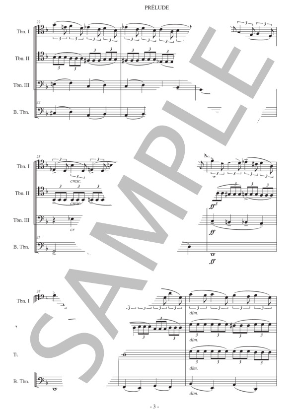 ラフマニノフ「前奏曲 鐘」トロンボーン四重奏版 (セルゲイ・ラフマニノフ) / 初〜中級 - サンプル譜面 3/5