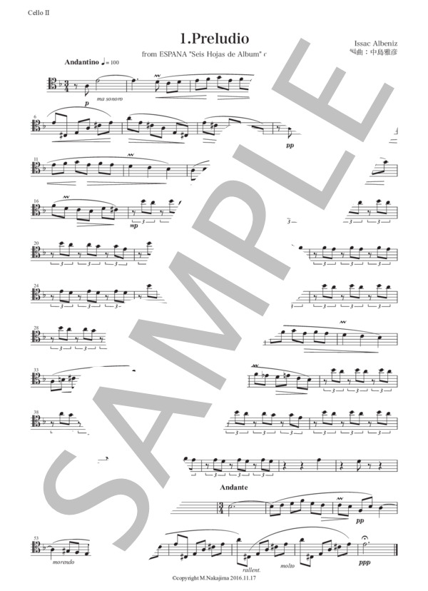 アルベニス「エスパーニャ〜前奏曲」チェロ四重奏版 (イサーク・アルベニス) / 初〜中級 - サンプル譜面 5/5