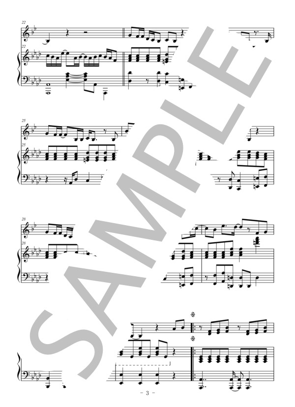 Pretender(バスクラリネット＆ピアノ伴奏） (Official髭男dism) / 中〜上級 - サンプル譜面 3/5