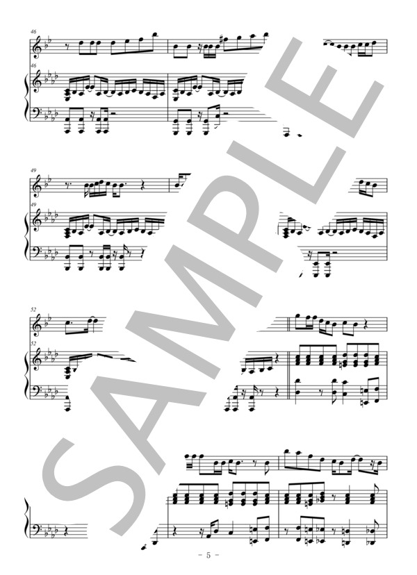 Pretender(ソプラノサックス＆ピアノ伴奏） (Official髭男dism) / 中〜上級 - サンプル譜面 5/5