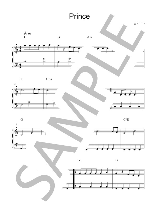 Prince ピアノソロ 初級 (すとぷり) / 初級 - サンプル譜面 1/5