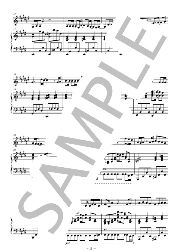 Laughter(バスクラリネット＆ピアノ伴奏） (Official髭男dism) / 中〜上級 - サンプル譜面 2/5