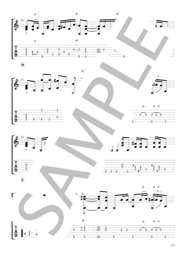 雨とカプチーノ (ヨルシカ) / ギターソロ 中〜上級 - サンプル譜面 3/5