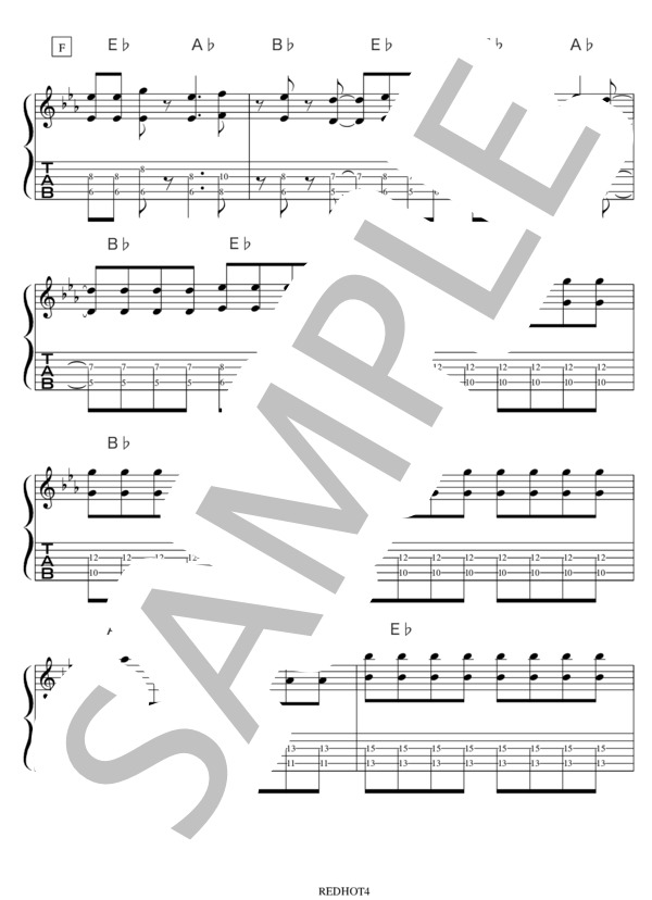 REDHOT / ELLEGARDEN / 演奏動画付ギターTAB譜 / エレキギター 入門〜初級 - サンプル譜面 4/5