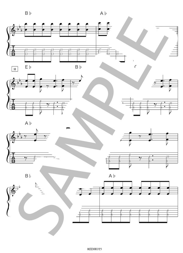 REDHOT / ELLEGARDEN / 演奏動画付ギターTAB譜 / エレキギター 入門〜初級 - サンプル譜面 5/5