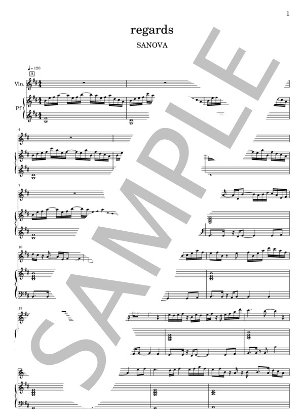 regards (堀江 沙知) / アンサンブルピアノ＋他楽器 上級 - サンプル譜面 1/5