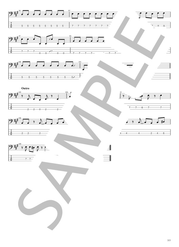 リブート (miwa) / エレキベース 初〜中級 - サンプル譜面 5/5