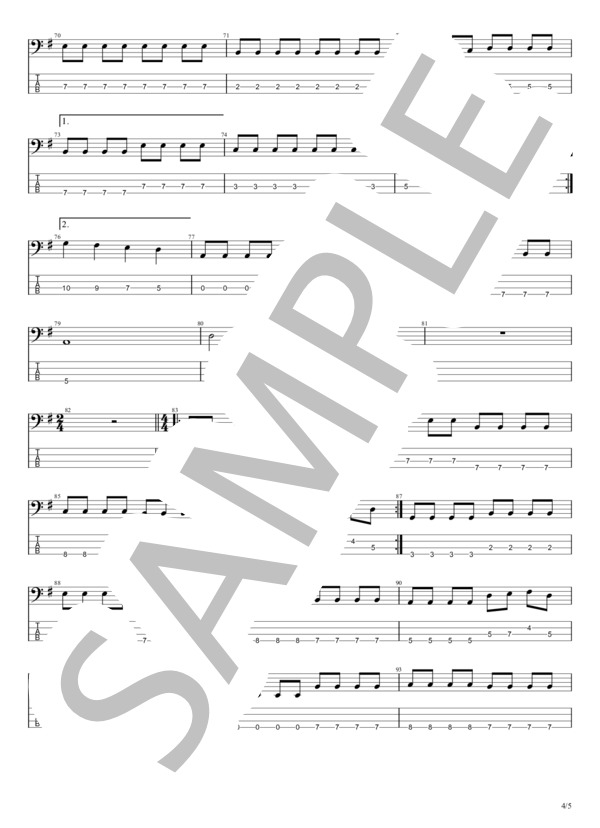 りんどう (WANIMA) / エレキベース 初〜中級 - サンプル譜面 4/5