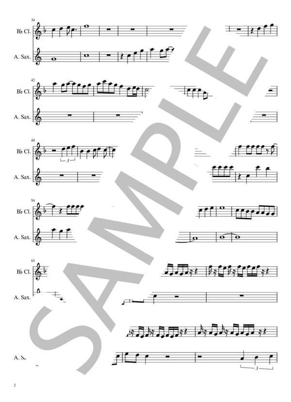 ルージュの伝言 (荒井 由実) / クラリネット 中級 - サンプル譜面 2/3