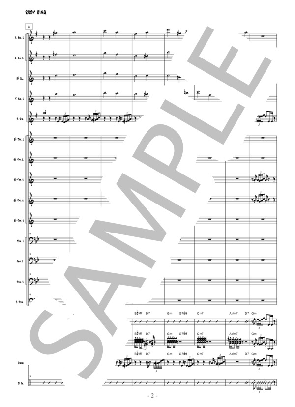 ルビーの指環 ビッグバンド楽譜 (寺尾 聰) / その他 中〜上級 - サンプル譜面 2/5