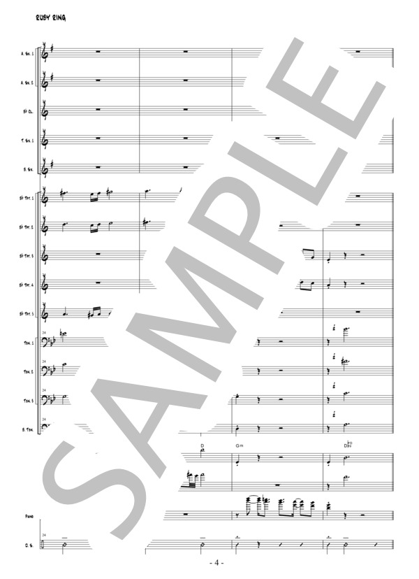 ルビーの指環 ビッグバンド楽譜 (寺尾 聰) / その他 中〜上級 - サンプル譜面 4/5