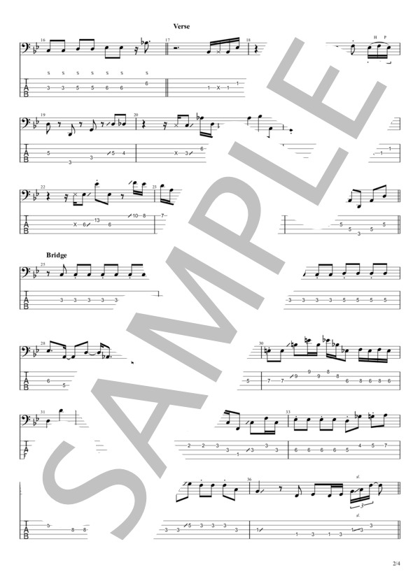 逆さまの接吻 (踊FOOT WORKS) / エレキベース 中級 - サンプル譜面 2/4