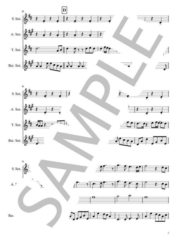 日曜日よりの使者（サックス四重奏） (THE HIGH-LOWS) / アンサンブル木管 中級 - サンプル譜面 3/5