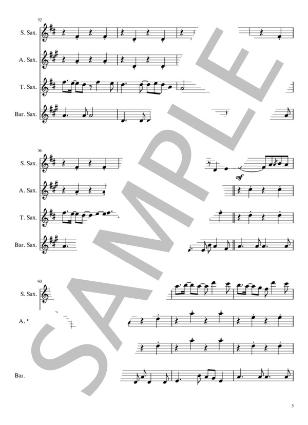 日曜日よりの使者（サックス四重奏） (THE HIGH-LOWS) / アンサンブル木管 中級 - サンプル譜面 5/5