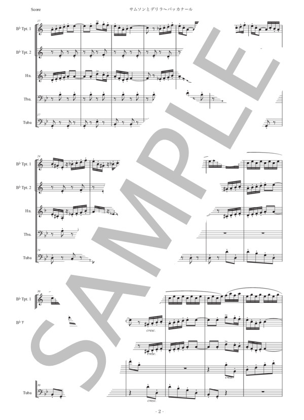 サン＝サーンス「サムソンとデリラ〜バッカナール」金管五重奏版 (シャルル・カミーユ・サン=サーンス) / アンサンブル金管 初〜中級 - サンプル譜面 2/5