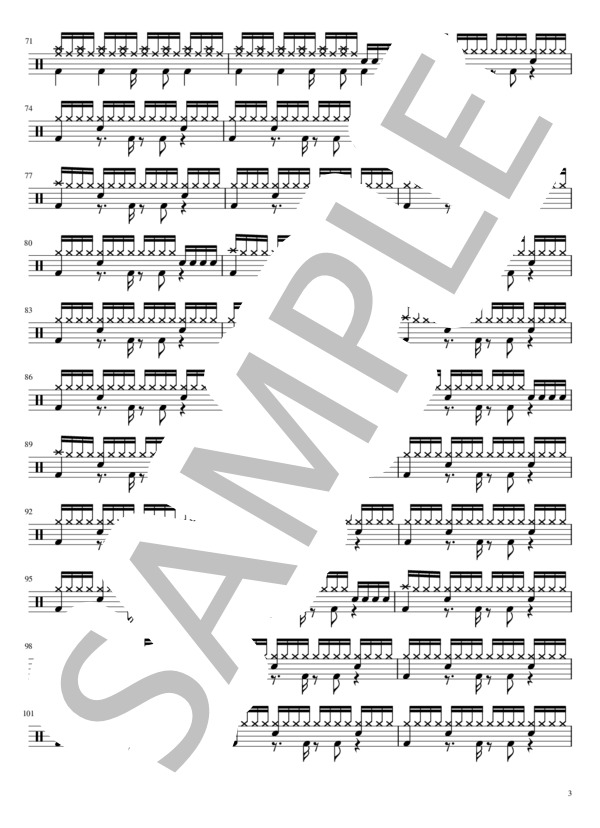 Pretender 完コピ 簡単 (Official髭男dism) / ドラム 初〜中級 - サンプル譜面 3/4