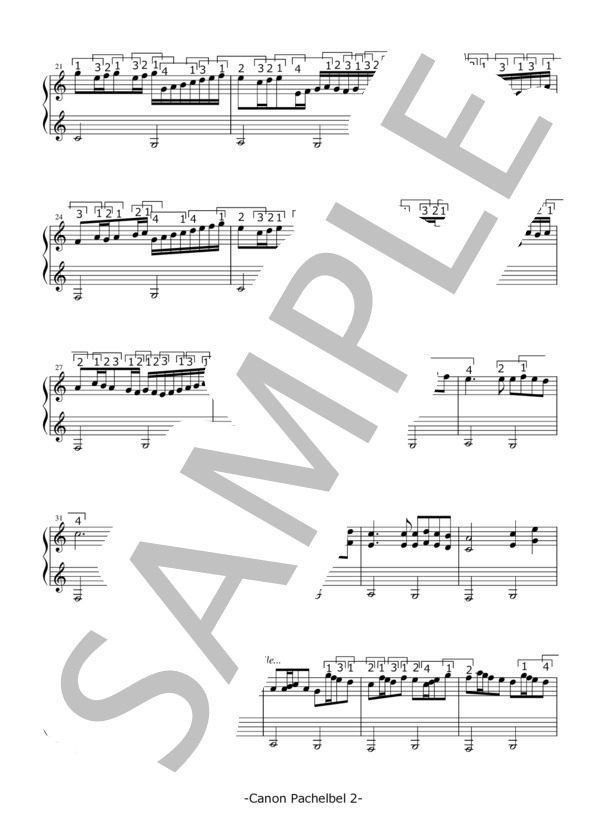 カノン / パッフェルベル / ハープ 初〜中級 - サンプル譜面 2/3