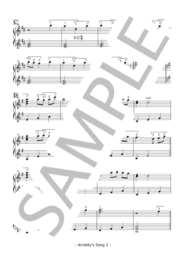 Arrietty's Song (セシル・コルベル) / ハープ 中〜上級 - サンプル譜面 2/4