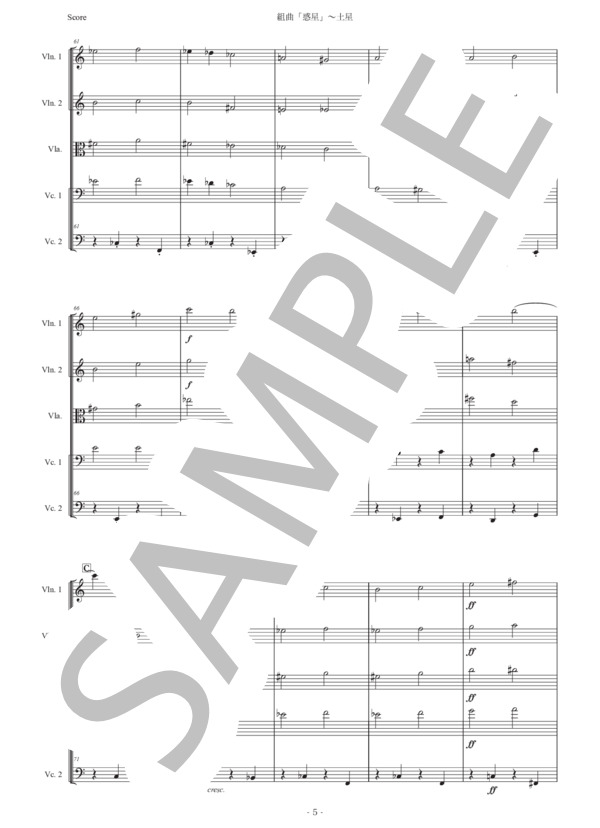 ホルスト「惑星〜土星」弦楽五重奏版 (グスタフ・ホルスト) / アンサンブル弦楽 中〜上級 - サンプル譜面 5/5