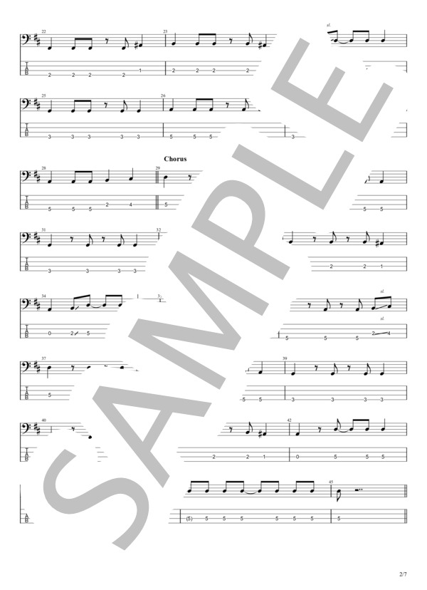 さよなら前夜 (ヤユヨ) / エレキベース 初級 - サンプル譜面 2/5