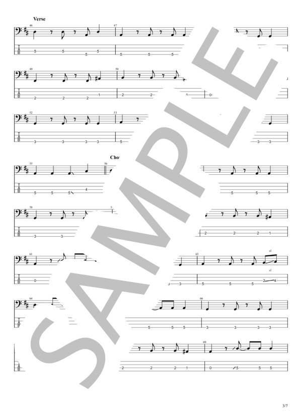 さよなら前夜 (ヤユヨ) / エレキベース 初級 - サンプル譜面 3/5