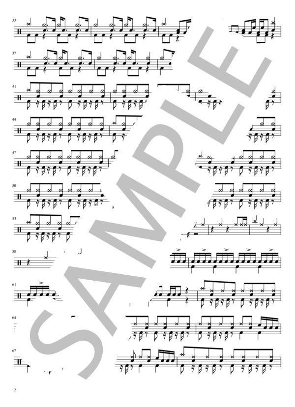 レモン KISS (PAN) / ドラム 中級 - サンプル譜面 2/4