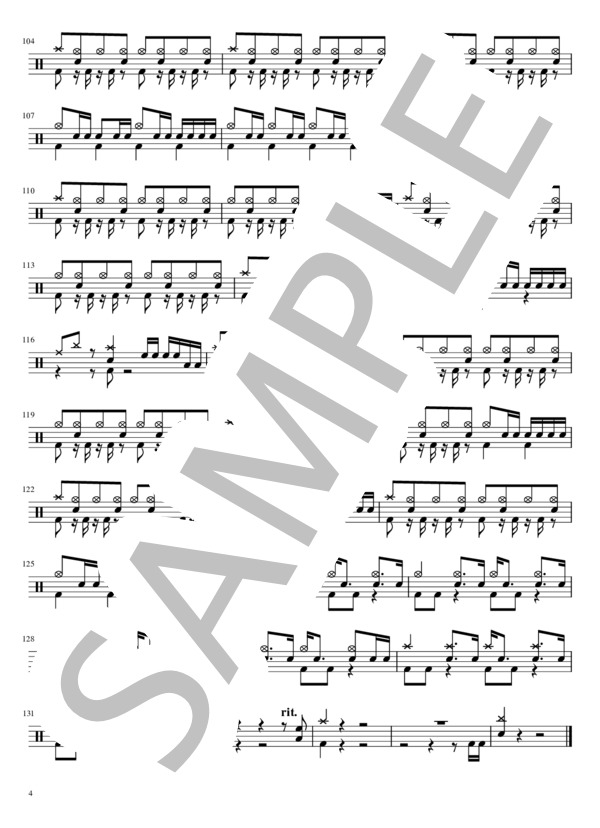 レモン KISS (PAN) / ドラム 中級 - サンプル譜面 4/4