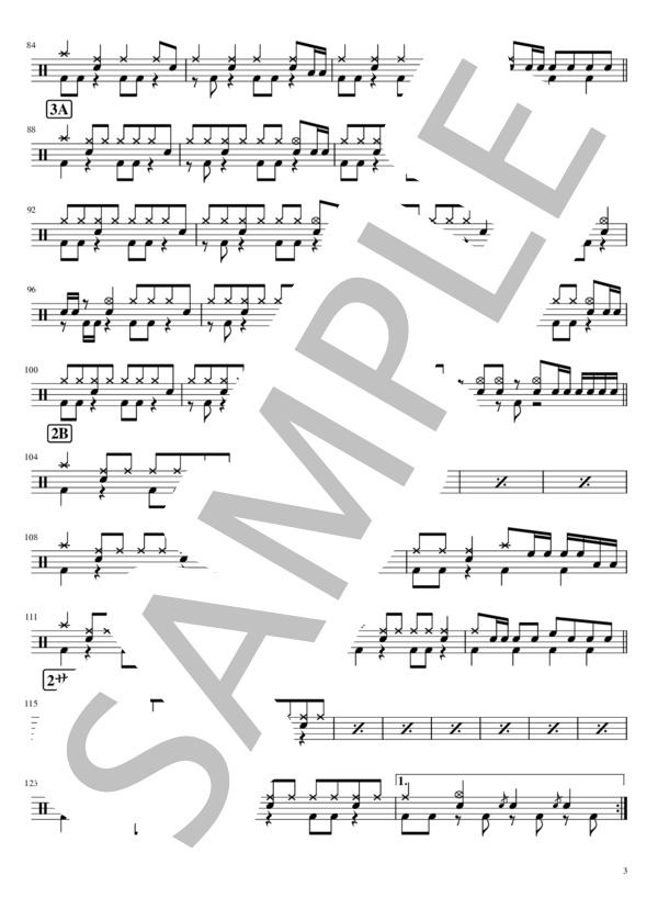 悪魔塔 (PAN) / ドラム 中級 - サンプル譜面 3/4