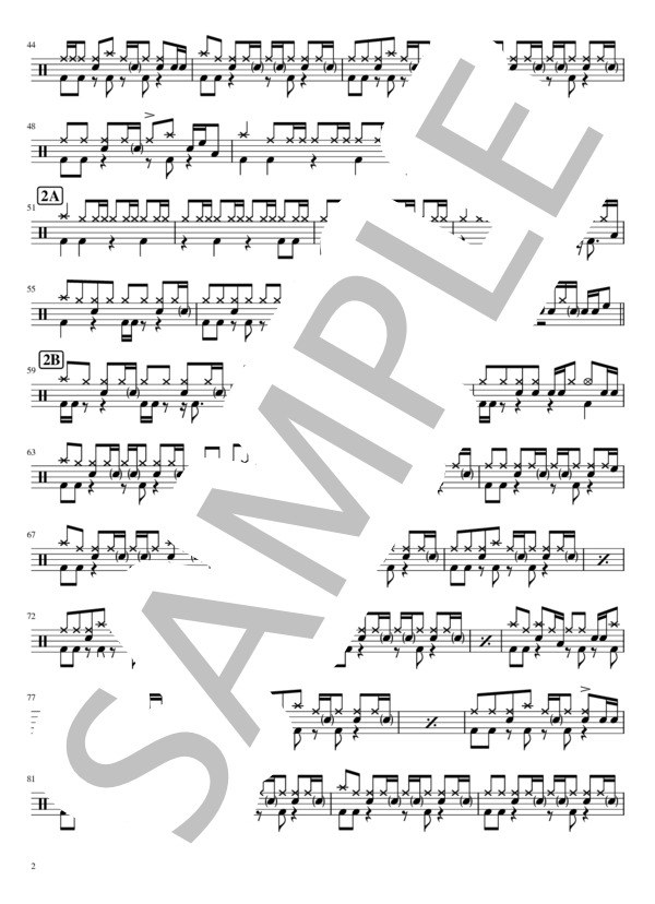 115万キロのフィルム (Official髭男dism) / ドラム 中級 - サンプル譜面 2/3