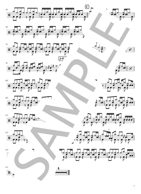 115万キロのフィルム (Official髭男dism) / ドラム 中級 - サンプル譜面 3/3