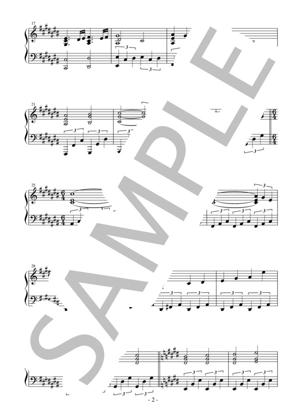 【ジャストピアノ】願い事 TVアニメ「ナカノヒトゲノム【実況中】」挿入歌 (fhána) / ピアノソロ 中〜上級 - サンプル譜面 2/3