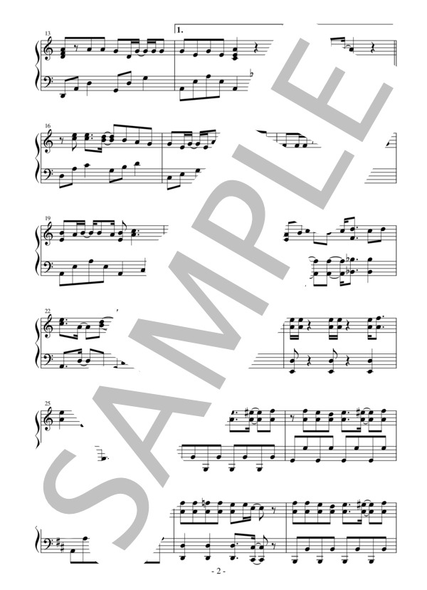 【ジャストピアノ】Shaking Night!!～禁断のクインテット～ TVアニメ「カクテル王子」主題歌 (HAMA-KGN) / ピアノソロ 中〜上級 - サンプル譜面 2/3