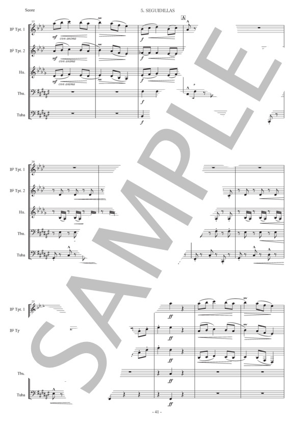 アルベニス「スペインの歌〜セギディーリャ」金管五重奏版 (イサーク・アルベニス) / アンサンブル金管 初〜中級 - サンプル譜面 2/5