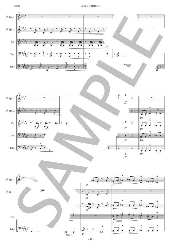 アルベニス「スペインの歌〜セギディーリャ」金管五重奏版 (イサーク・アルベニス) / アンサンブル金管 初〜中級 - サンプル譜面 4/5