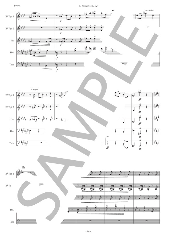 アルベニス「スペインの歌〜セギディーリャ」金管五重奏版 (イサーク・アルベニス) / アンサンブル金管 初〜中級 - サンプル譜面 5/5