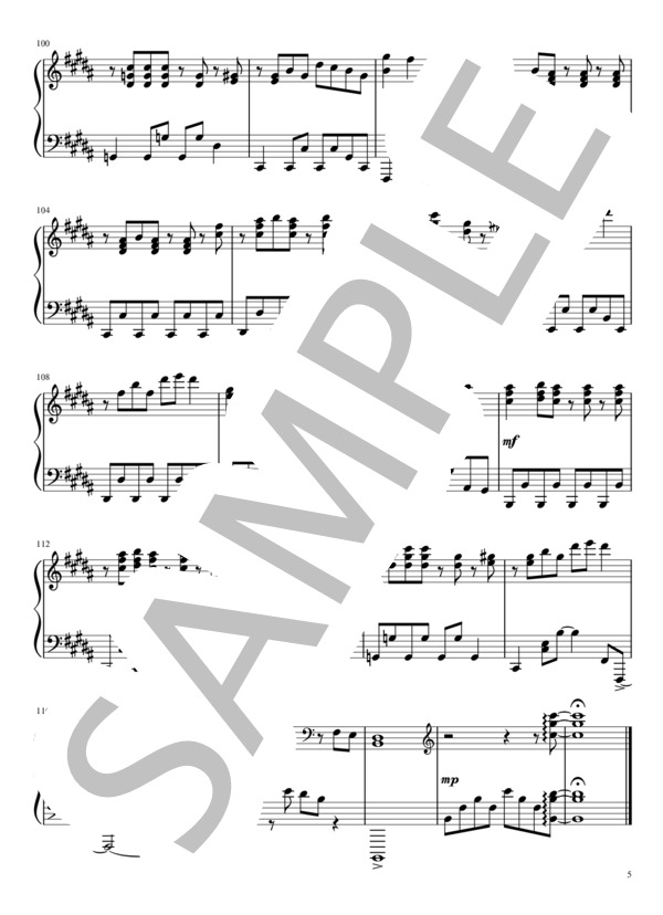 閃光少女 (東京事変) / ピアノソロ 中級 - サンプル譜面 5/5